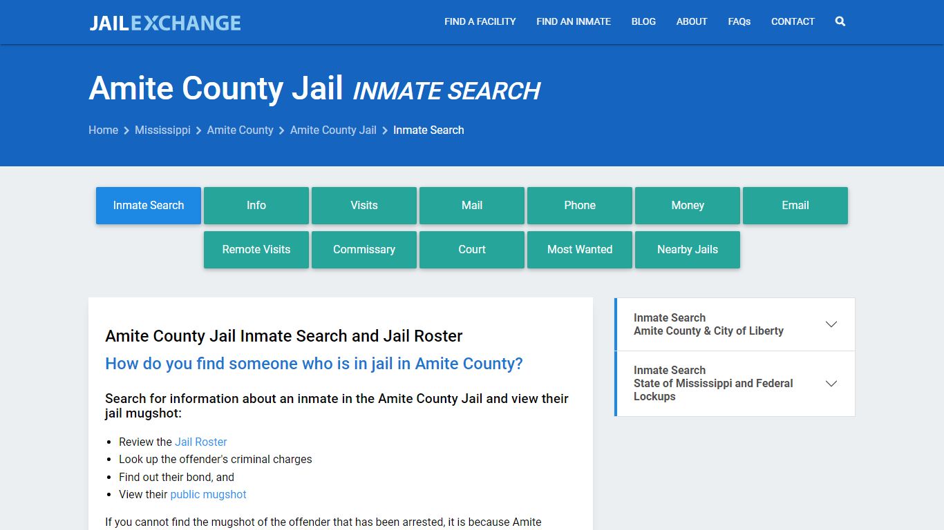 Inmate Search: Roster & Mugshots - Amite County Jail, MS