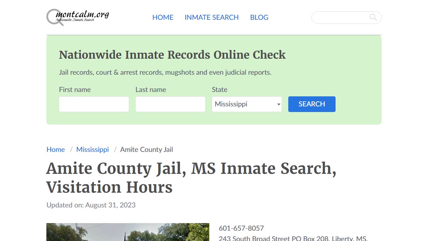 Amite County Jail, MS Inmate Search, Visitation Hours